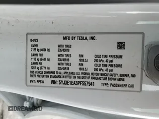 2023 Tesla Model 3 с VIN 5YJ3E1EA3PF557941, выставлен на аукционе Copart как лот 53047505 с пробегом 53 060 миль миль и Списание • Salvage title. История ставок и продаж доступна на DreamBid. Изображение 12.