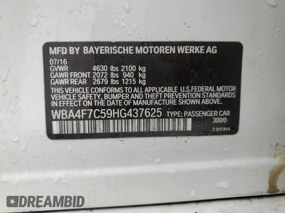 2017 BMW 4 Series 430i with VIN WBA4F7C59HG437625, listed as a Copart auction lot 51178505 with 157,430 mi miles and Clean title. Bid and sale history available at DreamBid. Image 12.