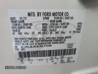 2012 Lincoln MKX with VIN 2LMDJ8JK4CBL17246, listed as a Copart auction lot 50425695 with 135,242 mi miles and Salvage Title. Bid and sale history available at DreamBid. Image 13.