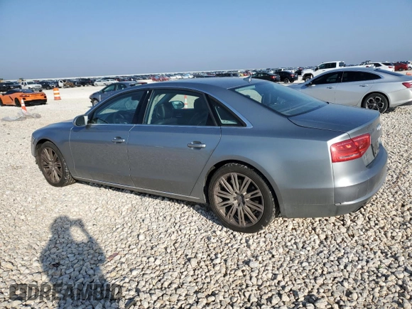 2012 Audi A8 with VIN WAURVAFD4CN023004, listed as a Copart auction lot 50181715 with 121,590 mi miles and Salvage title. Bid and sale history available at DreamBid. Image 2.