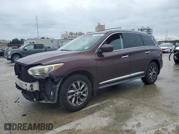 2013 Infiniti JX35 with VIN 5N1AL0MN7DC335399, listed as a Copart auction lot 71110244 with 122,775 mi miles and Salvage Title. Bid and sale history available at carsss.com. Image 1.