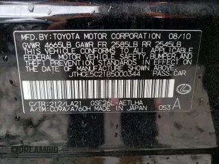 2011 Lexus IS 350 with VIN JTHCE5C21B5000344, listed as a Copart auction lot 55415854 with 138,750 mi miles and Salvage title. Bid and sale history available at DreamBid. Image 13.