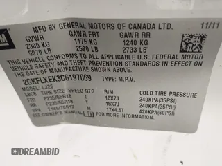 2012 GMC Terrain SLT-2 with VIN 2GKFLXEK3C6197069, listed as a IAAI auction lot 42019006 with 161,658 mi miles and . Bid and sale history available at DreamBid. Image 9.