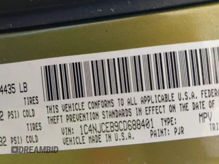 2012 Jeep Compass Latitude with VIN 1C4NJCEB9CD688401, listed as a IAAI auction lot 41801282 with 154,059 mi miles and . Bid and sale history available at carsss.com. Image 9.