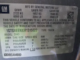 2017 GMC Canyon 4WD Denali z VIN 1GTG6EENXH1315022, wystawiony jako IAAI lot #42152968 z przebiegiem 108 933 mil mil oraz . Historia ofert i sprzedaży dostępna na DreamBid. Obrazek 9.