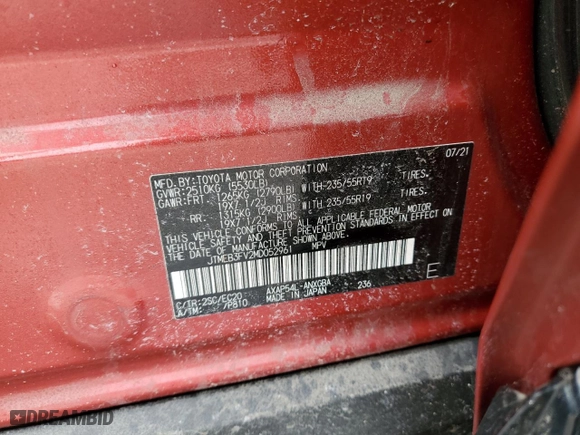 2021 Toyota RAV4 Prime XSE with VIN JTMEB3FV2MD052961, listed as a Copart auction lot 46024075 with 54,168 mi miles and Salvage Title. Bid and sale history available at carsss.com. Image 13.