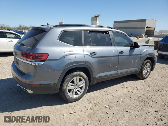 2021 Volkswagen Atlas S with VIN 1V2AP2CA4MC501931, listed as a Copart auction lot 53485375 with 127,674 mi miles and Salvage title. Bid and sale history available at DreamBid. Image 3.