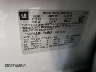 2017 GMC Acadia SLE with VIN 1GKKNLLA6HZ280888, listed as a Copart auction lot 55482015 with Not provided miles and Non repairable. Bid and sale history available at DreamBid. Image 13.