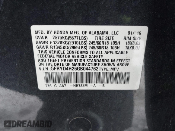 2016 Acura MDX with VIN 5FRYD4H26GB044762, listed as a IAAI auction lot 41400131 with 122,213 mi miles. Bid and sale history available at carsss.com. Image 9.