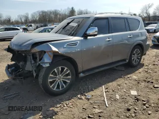 2020 Nissan Armada SL with VIN JN8AY2ND9L9108495, listed as a Copart auction lot 48424105 with 84,392 mi miles and Salvage Title. Bid and sale history available at carsss.com. Image 1.