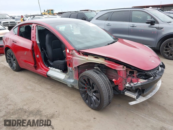2022 Tesla Model 3 Performance with VIN 5YJ3E1ECXNF329188, listed as a IAAI auction lot 41308371 with 15,220 mi miles and . Bid and sale history available at DreamBid. Image 1.