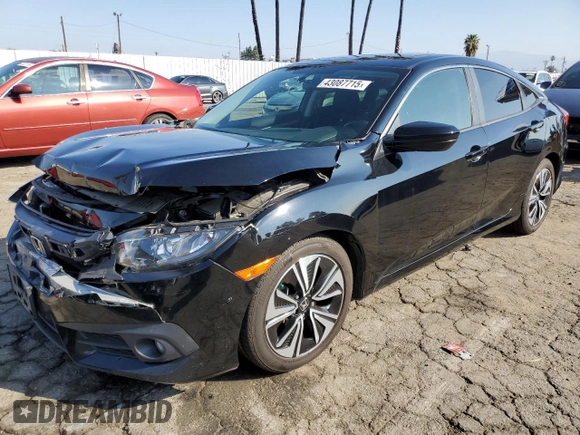 2018 Honda Civic EX-T z VIN JHMFC1F38JX018777, wystawiony jako Copart lot #43087715 z przebiegiem 143 847 mil mil oraz Szkoda całkowita • Salvage title. Historia ofert i sprzedaży dostępna na DreamBid. Obrazek 1.