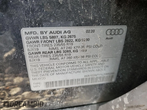2020 Audi Q5 Premium Plus с VIN WA1E2AFY1L2065266, выставлен на аукционе Copart как лот 83792074 с пробегом 104 401 миль миль и Списание • Salvage title. История ставок и продаж доступна на DreamBid. Изображение 15.
