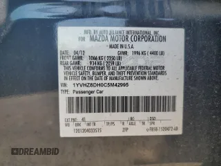 2012 Mazda 6 i Touring with VIN 1YVHZ8DH0C5M42995, listed as a Copart auction lot 63981925 with 99,818 mi miles and Salvage title. Bid and sale history available at DreamBid. Image 12.
