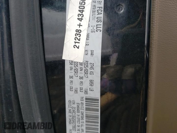 2016 Chrysler Town & Country Touring with VIN 2C4RC1BG2GR279837, listed as a Copart auction lot 49845915 with 0 mi miles and Salvage Title. Bid and sale history available at carsss.com. Image 13.