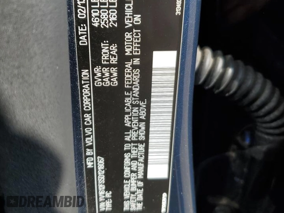 2013 Volvo S60 T5 Premier with VIN YV1612FS5D1218067, listed as a Copart auction lot 46903005 with 61,668 mi miles and Salvage title. Bid and sale history available at DreamBid. Image 12.