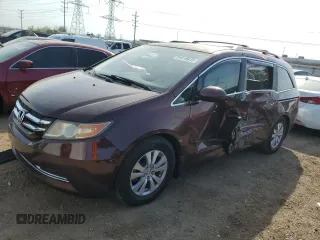 2015 Honda Odyssey EX-L z VIN 5FNRL5H61FB059086, wystawiony jako Copart lot #54518815 z przebiegiem 199 081 mil mil oraz Szkoda całkowita • Salvage title. Historia ofert i sprzedaży dostępna na DreamBid. Obrazek 1.
