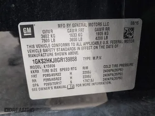 2016 GMC Yukon XL Denali with VIN 1GKS2HKJ8GR139858, listed as a IAAI auction lot 41915183 with 151,830 mi miles. Bid and sale history available at carsss.com. Image 9.