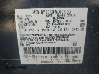 2015 Ford Explorer с VIN 1FM5K7B9XFGC16924, выставлен на аукционе Copart как лот 46593065 с пробегом 192 362 миль миль и Списание • Salvage title. История ставок и продаж доступна на DreamBid. Изображение 15.