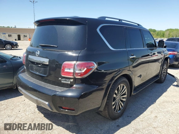 2019 Nissan Armada Platinum with VIN JN8AY2NE1K9756596, listed as a Copart auction lot 52228374 with Not Provided miles and Salvage Title. Bid and sale history available at carsss.com. Image 3.