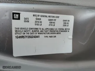 2006 Buick Lucerne CXL with VIN 1G4HR57Y26U240441, listed as a Copart auction lot 53088015 with 51,948 mi miles and Salvage Title. Bid and sale history available at carsss.com. Image 14.