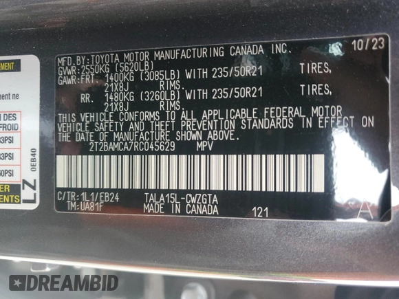 2024 Lexus RX with VIN 2T2BAMCA7RC045629, listed as a Copart auction lot 44222195 with 16,964 mi miles and Salvage Title. Bid and sale history available at carsss.com. Image 12.