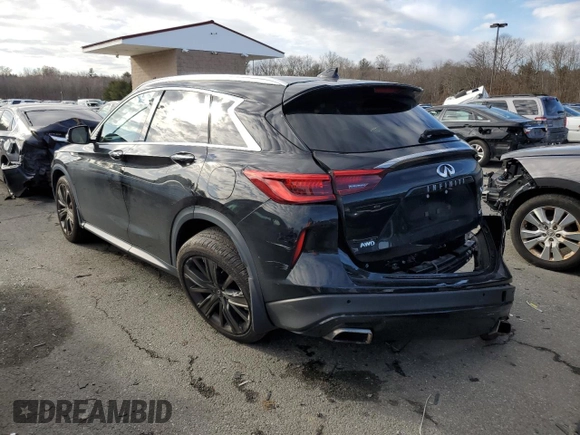 2020 Infiniti QX50 LUXE with VIN 3PCAJ5M32LF112727, listed as a Copart auction lot 73174472 with 52,068 mi miles. Bid and sale history available at carsss.com. Image 2.