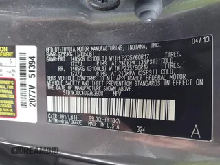 2013 Toyota Sienna XLE AAS with VIN 5TDYK3DC4DS363908, listed as a IAAI auction lot 42360224 with 110,469 mi miles and . Bid and sale history available at DreamBid. Image 9.