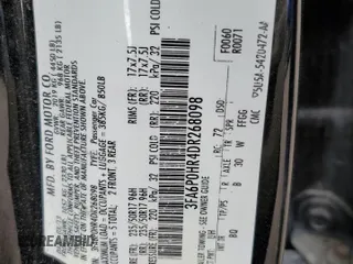 2013 Ford Fusion SE with VIN 3FA6P0HR4DR268098, listed as a Copart auction lot 49847695 with 0 mi miles and Salvage Title. Bid and sale history available at carsss.com. Image 12.