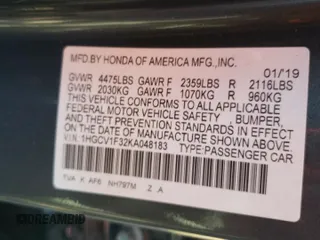 2019 Honda Accord Sport with VIN 1HGCV1F32KA048183, listed as a Copart auction lot 52595615 with 66,269 mi miles and Salvage Title. Bid and sale history available at DreamBid. Image 14.