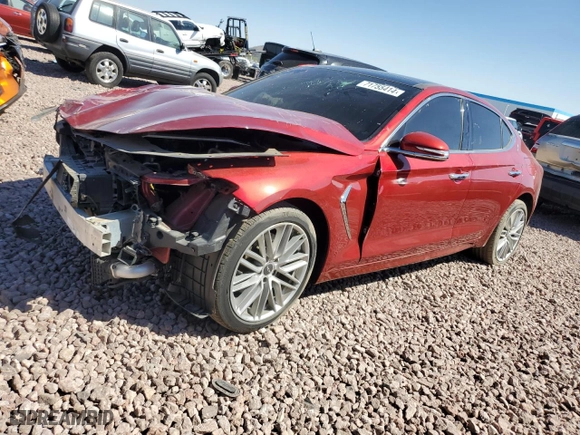 2020 Genesis G70 2.0T with VIN KMTG34LA4LU048830, listed as a Copart auction lot 71755414 with 40,429 mi miles and Salvage Title. Bid and sale history available at carsss.com. Image 1.