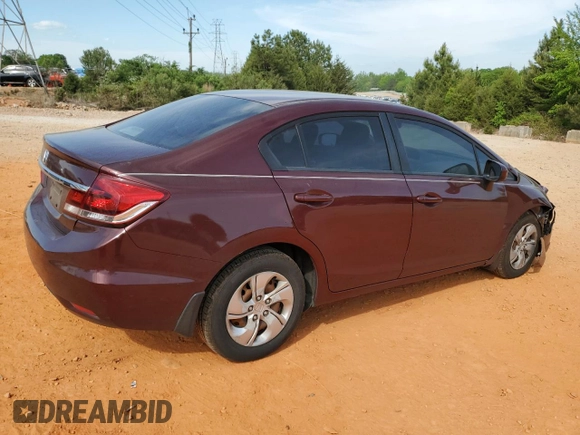 2014 Honda Civic LX with VIN 2HGFB2F57EH519196, listed as a Copart auction lot 53933895 with 297,351 mi miles and Salvage Title. Bid and sale history available at DreamBid. Image 3.