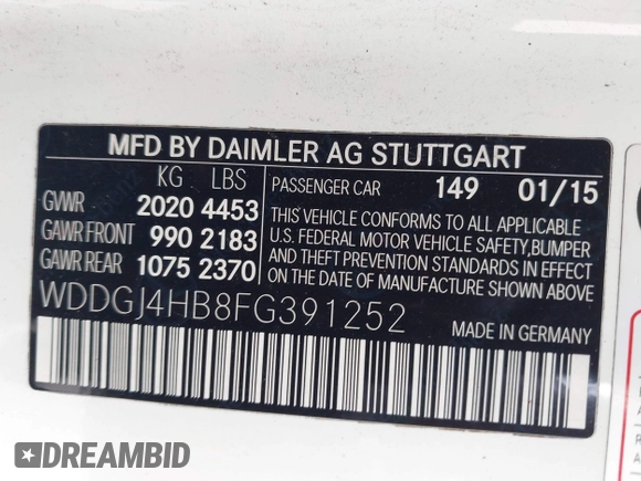 2015 Mercedes-Benz C 250 with VIN WDDGJ4HB8FG391252, listed as a IAAI auction lot 42428123 with 139,413 mi miles and . Bid and sale history available at DreamBid. Image 9.