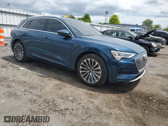 2019 Audi e-tron Prestige with VIN WA1VABGE2KB019280, listed as a Copart auction lot 53157365 with 53,912 mi miles and Salvage title. Bid and sale history available at DreamBid. Image 4.