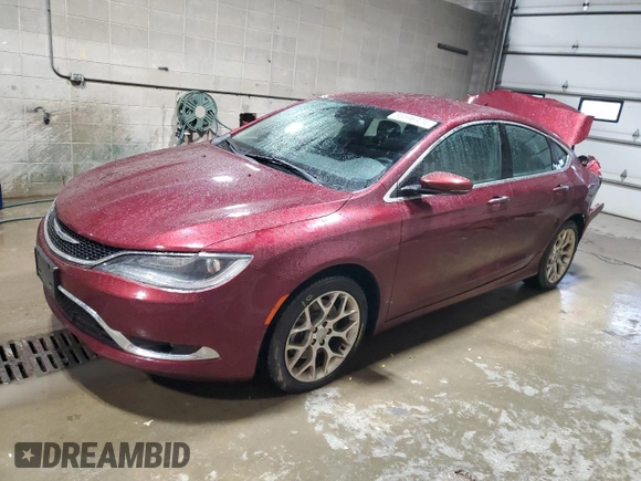 2016 Chrysler 200 C with VIN 1C3CCCEG3GN135759, listed as a Copart auction lot 86596924 with 101,063 mi miles and Salvage Title. Bid and sale history available at carsss.com. Image 1.