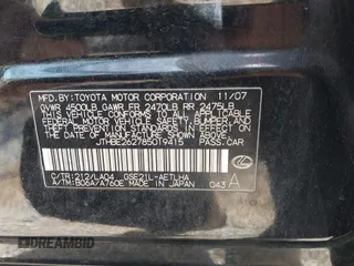 2008 Lexus IS 350 with VIN JTHBE262785019415, listed as a IAAI auction lot 41672025 with 141,228 mi miles and . Bid and sale history available at DreamBid. Image 9.