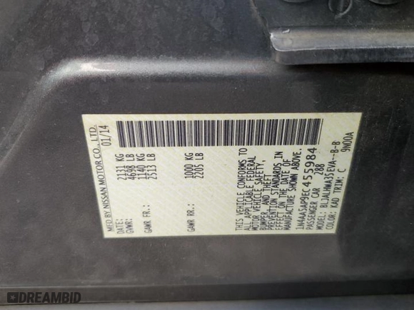 2014 Nissan Maxima 3.5 SV with VIN 1N4AA5AP9EC455984, listed as a Copart auction lot 43424865 with 124,520 mi miles and Salvage Title. Bid and sale history available at carsss.com. Image 12.