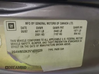 1997 Buick Regal LS with VIN 2G4WB52K2V1459229, listed as a IAAI auction lot 41357827 with 87,005 mi miles. Bid and sale history available at carsss.com. Image 9.