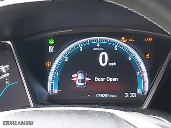 2019 Honda Civic Sedan EX-L with VIN 19XFC1F70KE018732, listed as a IAAI auction lot 41218403 with 35,280 mi miles. Bid and sale history available at carsss.com. Image 7.