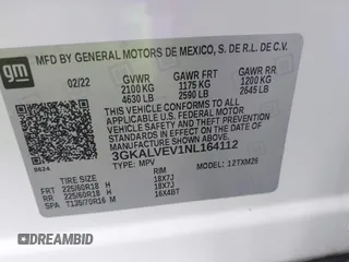 2022 GMC Terrain SLT with VIN 3GKALVEV1NL164112, listed as a IAAI auction lot 42474532 with 101,649 mi miles and . Bid and sale history available at DreamBid. Image 9.