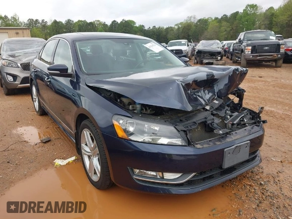 2014 Volkswagen Passat TDI SEL Premium with VIN 1VWCN7A36EC054891, listed as a IAAI auction lot 41964556 with 120,658 mi miles. Bid and sale history available at carsss.com. Image 1.