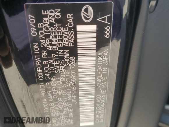 2008 Lexus SC 430 z VIN JTHFN45Y589017268, wystawiony jako Copart lot #77182644 z przebiegiem 18 931 mil mil oraz Nie do naprawy • Non repairable. Historia ofert i sprzedaży dostępna na DreamBid. Obrazek 13.