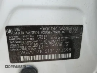 2011 BMW 5 Series 528i with VIN WBAFR1C51BC743598, listed as a Copart auction lot 53616355 with 176,609 mi miles and Clean Title. Bid and sale history available at carsss.com. Image 12.
