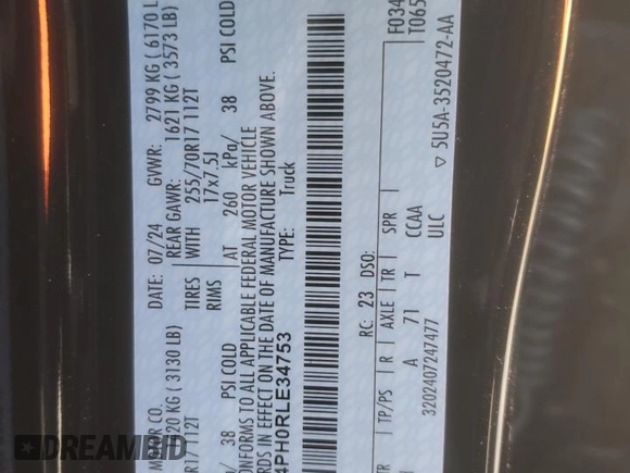 2024 Ford Ranger XL with VIN 1FTER4PH0RLE34753, listed as a Copart auction lot 87625365 with 1,213 mi miles and Salvage title. Bid and sale history available at DreamBid. Image 12.