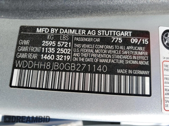 2016 Mercedes-Benz E-Class E 350 Luxury with VIN WDDHH8JB0GB271140, listed as a Copart auction lot 86664034 with 93,635 mi miles and Salvage Title. Bid and sale history available at carsss.com. Image 13.