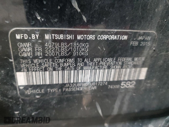 2015 Mitsubishi Lancer GT with VIN JA32U8FW0FU017274, listed as a Copart auction lot 44810495 with 114,102 mi miles and Salvage Title. Bid and sale history available at carsss.com. Image 13.