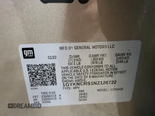 2022 Cadillac XT5 FWD Premium Luxury z VIN 1GYKNCRS1NZ126722, wystawiony jako Copart lot #87977755 z przebiegiem Nie podano mil oraz Nie do naprawy • Non repairable. Historia ofert i sprzedaży dostępna na DreamBid. Obrazek 14.