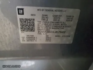 2020 Chevrolet Tahoe LT with VIN 1GNSKBKC1LR179422, listed as a Copart auction lot 49982405 with 113,486 mi miles and Salvage Title. Bid and sale history available at carsss.com. Image 14.