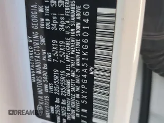 2019 Kia Sorento S with VIN 5XYPG4A51KG601460, listed as a Copart auction lot 80128124 with 34,719 mi miles and Salvage Title. Bid and sale history available at DreamBid. Image 16.