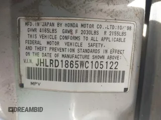 1998 Honda CR-V EX with VIN JHLRD1865WC105122, listed as a IAAI auction lot 41402405 with 148,469 mi miles. Bid and sale history available at carsss.com. Image 9.